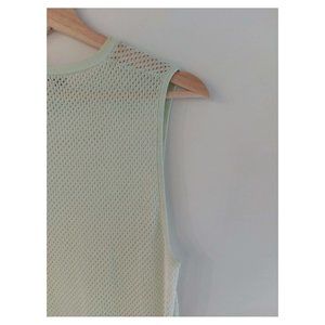 Tibi Green Crispy Viscose Mesh Tank Top M